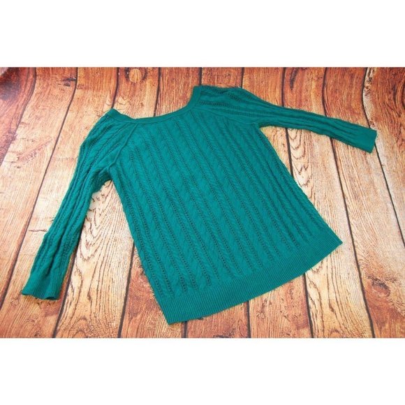 Juniors American Eagle Outfitters Green Cable Knit Sweater -‎ XS - Picture 6 of 8